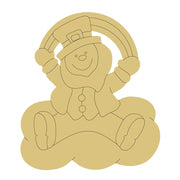 Design By Line Leprechaun Silhouette MDF Cutout With Rainbow Arch - Unfinished For DIY
