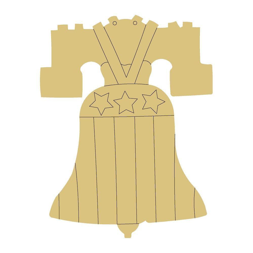 Design By Line Liberty Bell MDF Cutout With Stars - Unfinished For DIY