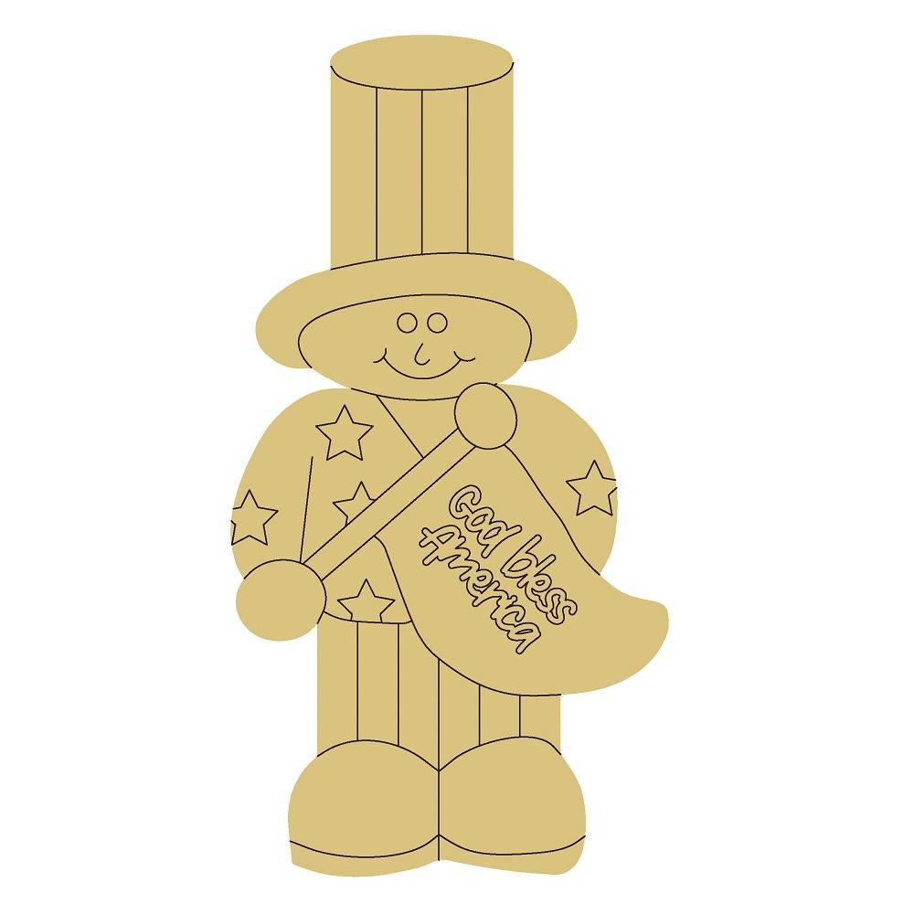 Design By Line Figure MDF Cutout God Bless America - Unfinished For DIY