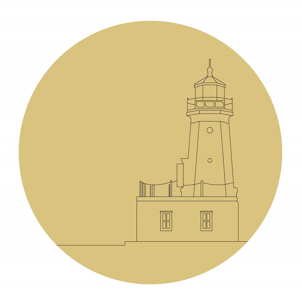 Design By Line Round MDF Cutout Lighthouse Silhouette - Unfinished For DIY
