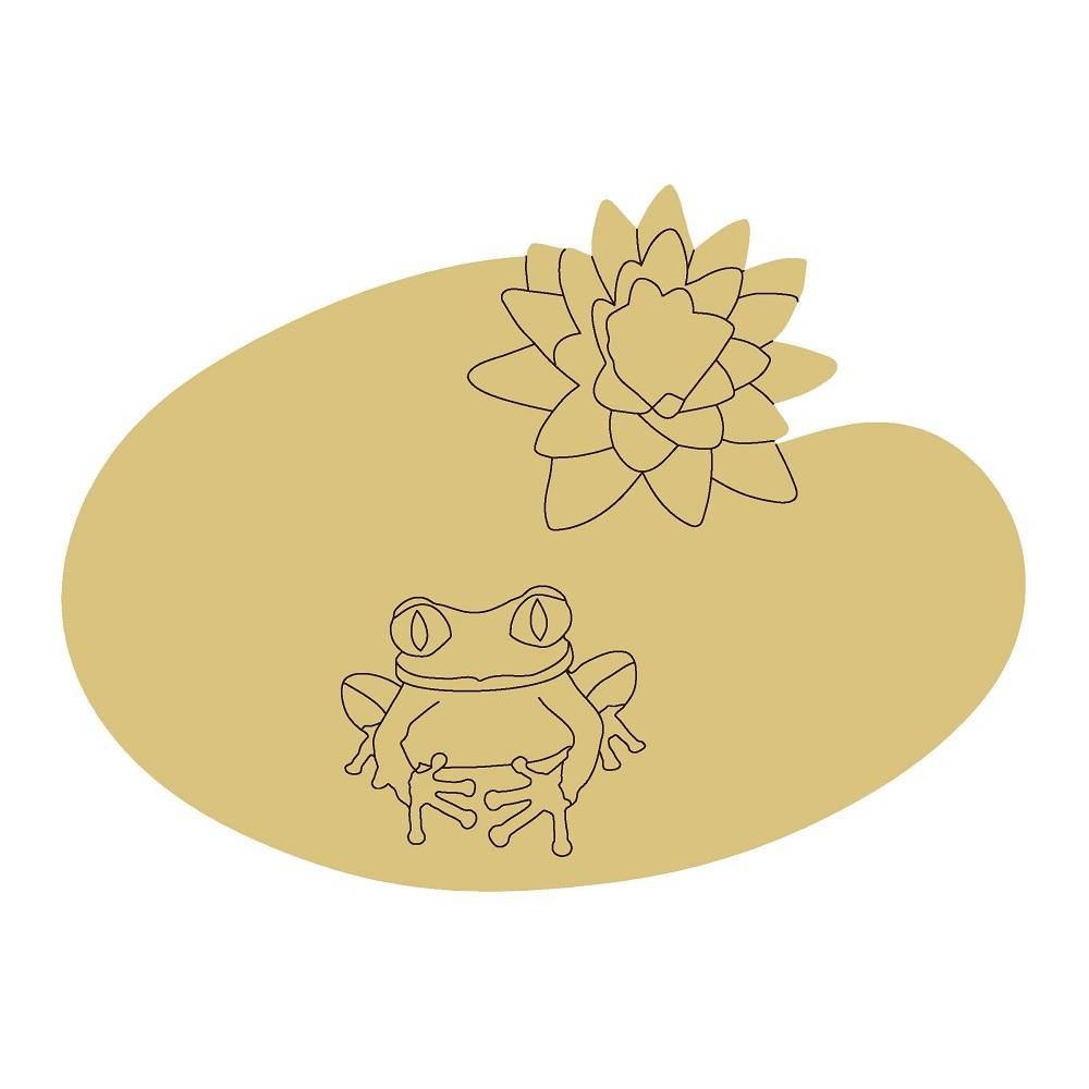 Design By Line Lily Pad MDF Cutout Frog With Lotus Flower - Unfinished For DIY