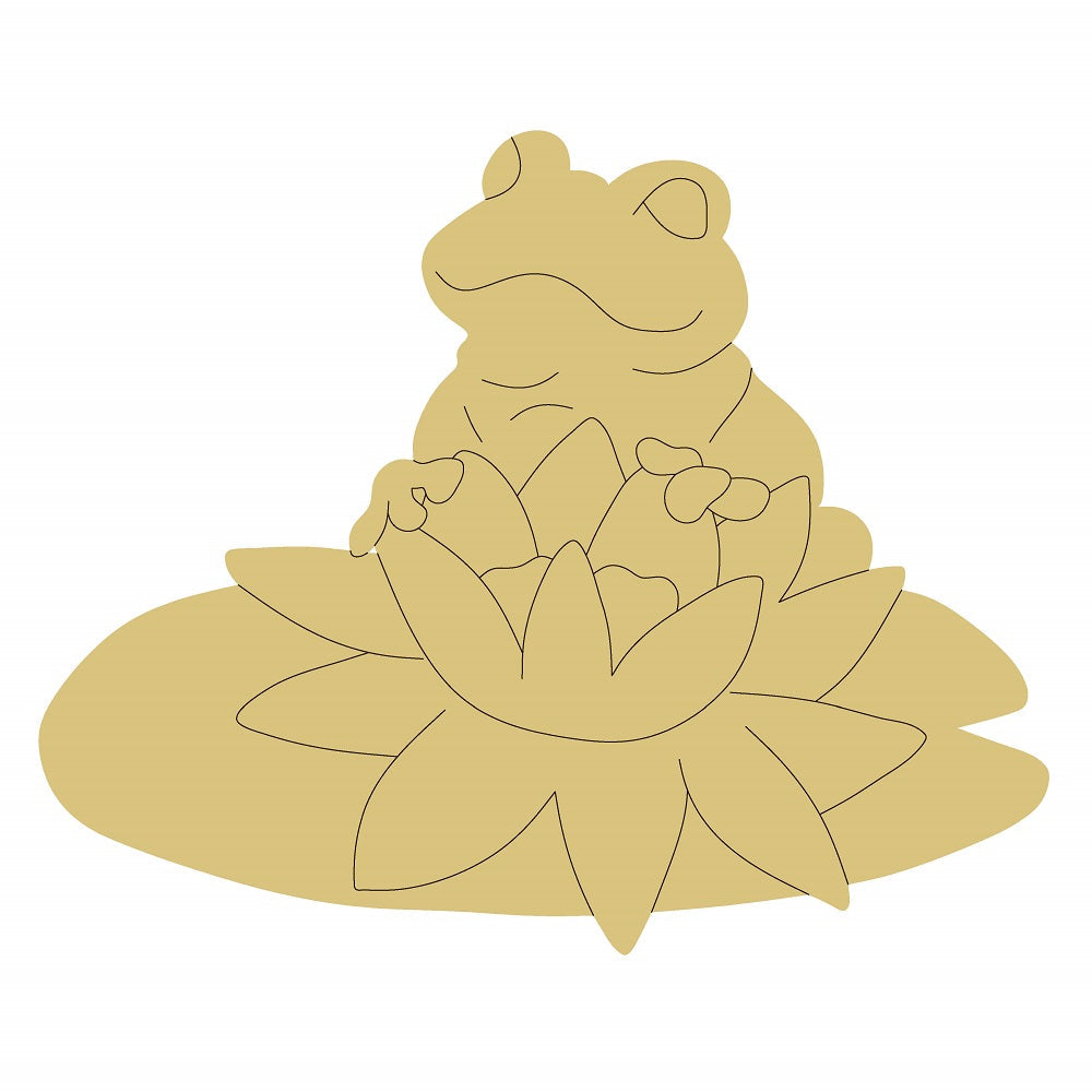 Design By Line Lily Pad MDF Cutout Frog On Lotus Blossom - Unfinished For DIY