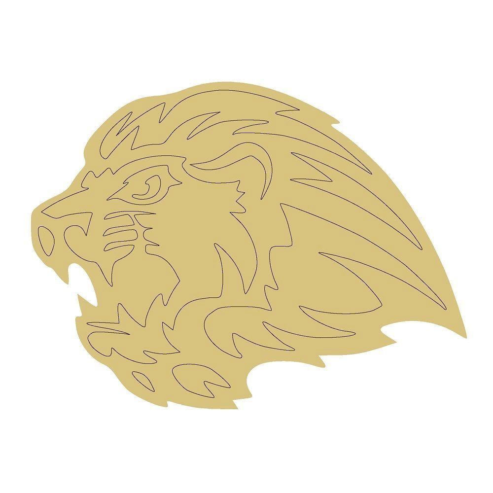 Design By Line Lion Head MDF Cutout Left Facing Silhouette - Unfinished For DIY