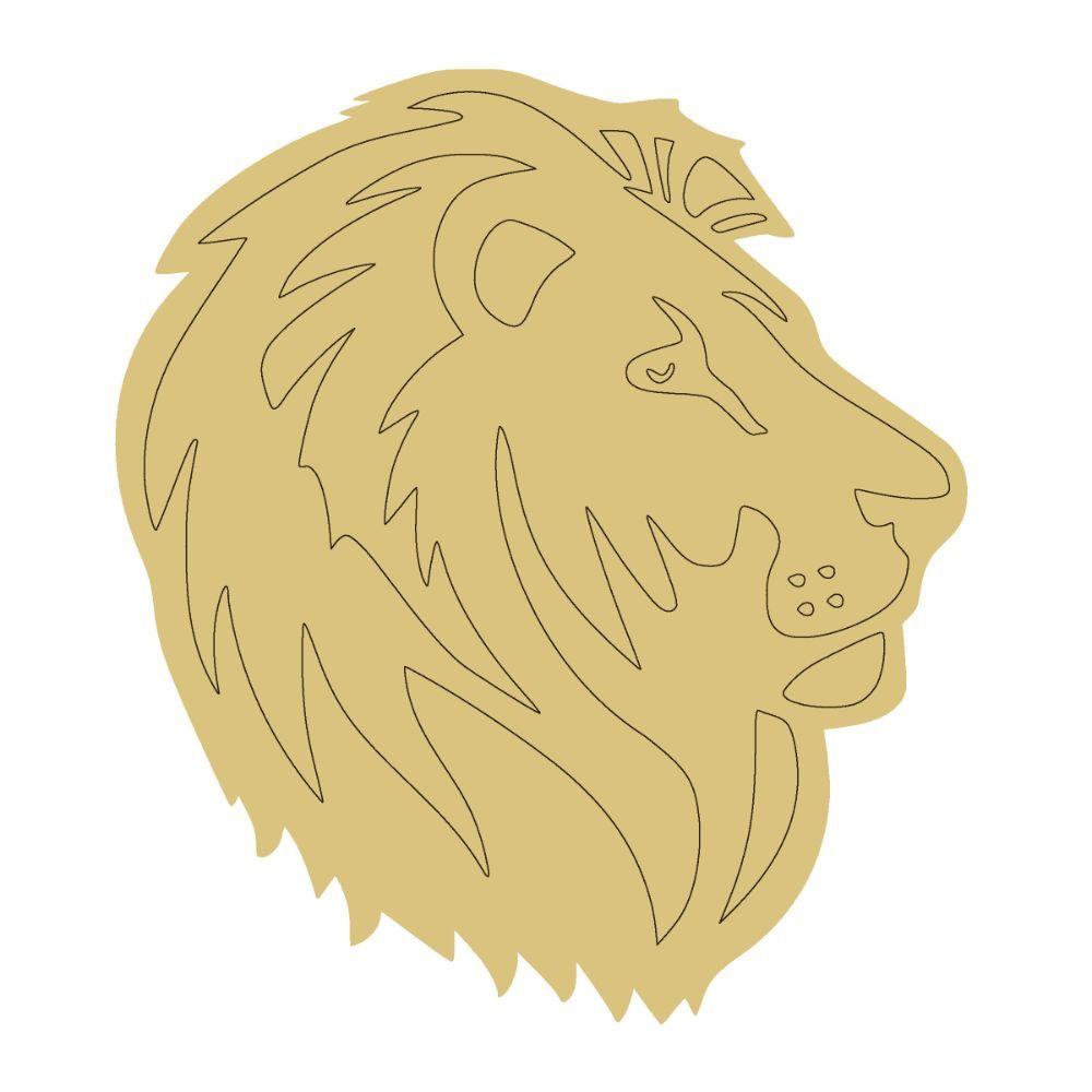 Design By Line Lion Head MDF Cutout With Mane Line Details - Unfinished For DIY
