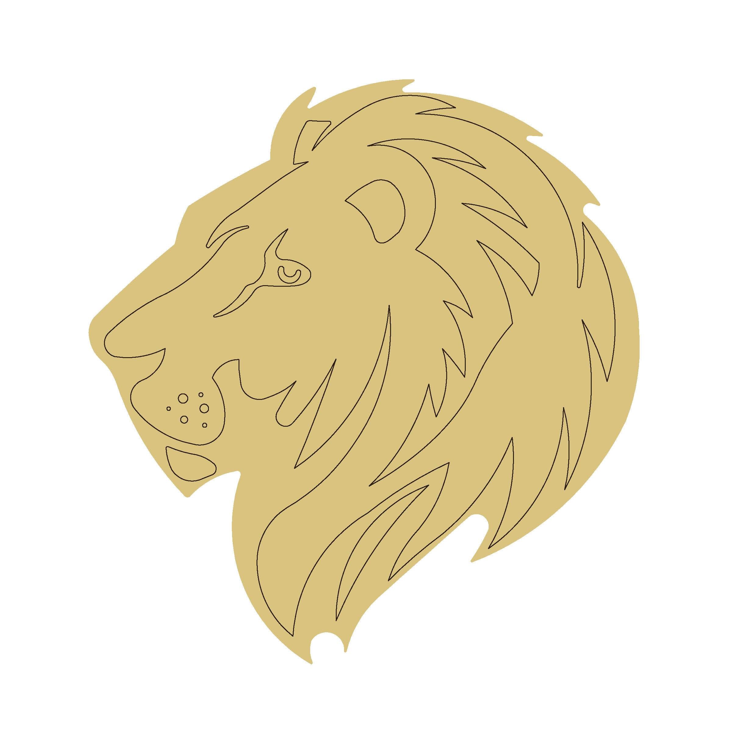 Design By Line Lion Head MDF Cutout Silhouette - Unfinished For DIY