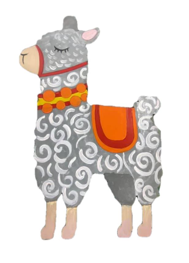 Design By Line Llama MDF Cutout Beaded Necklace With Saddle Blanket Detailing - Unfinished For DIY