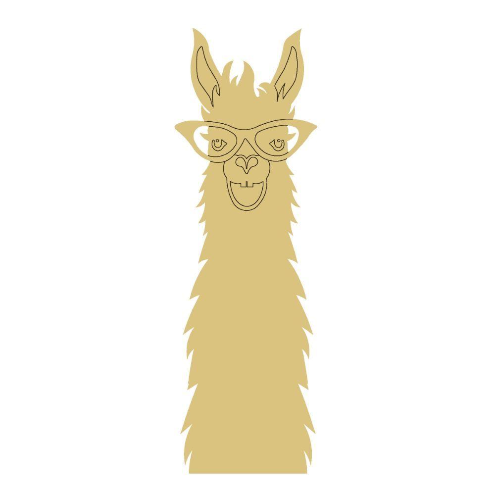 Design By Line Llama Silhouette MDF Cutout With Glasses - Unfinished For DIY