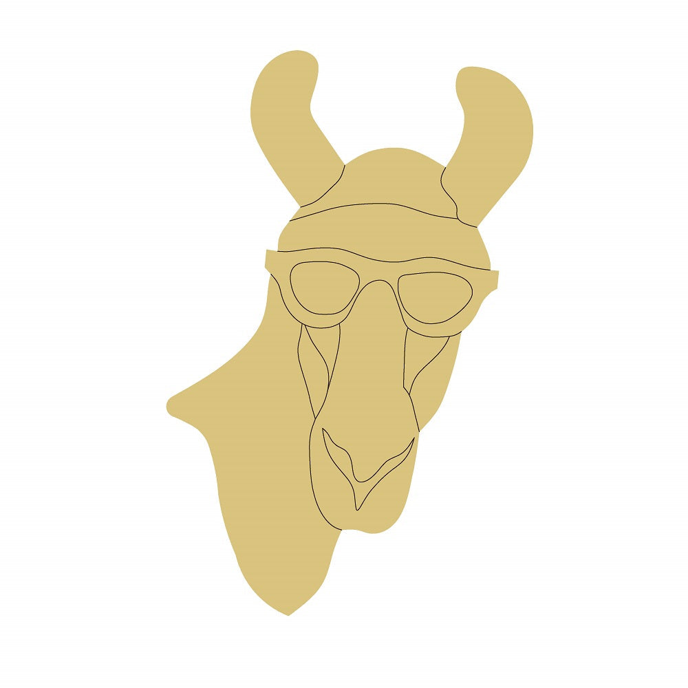 Design By Line Llama MDF Cutout Sunglasses - Unfinished For DIY