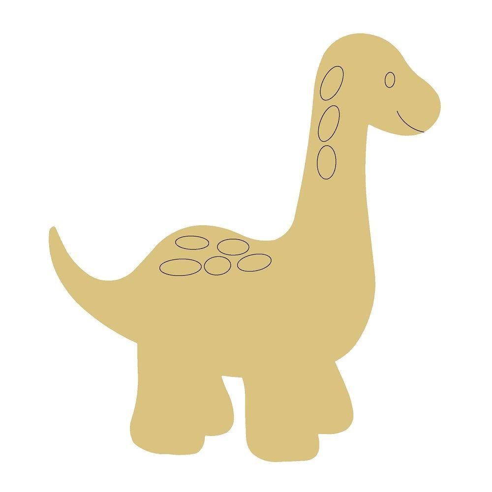Design By Line Long Neck Dinosaur MDF Cutout Line Etched Silhouette - Unfinished For DIY