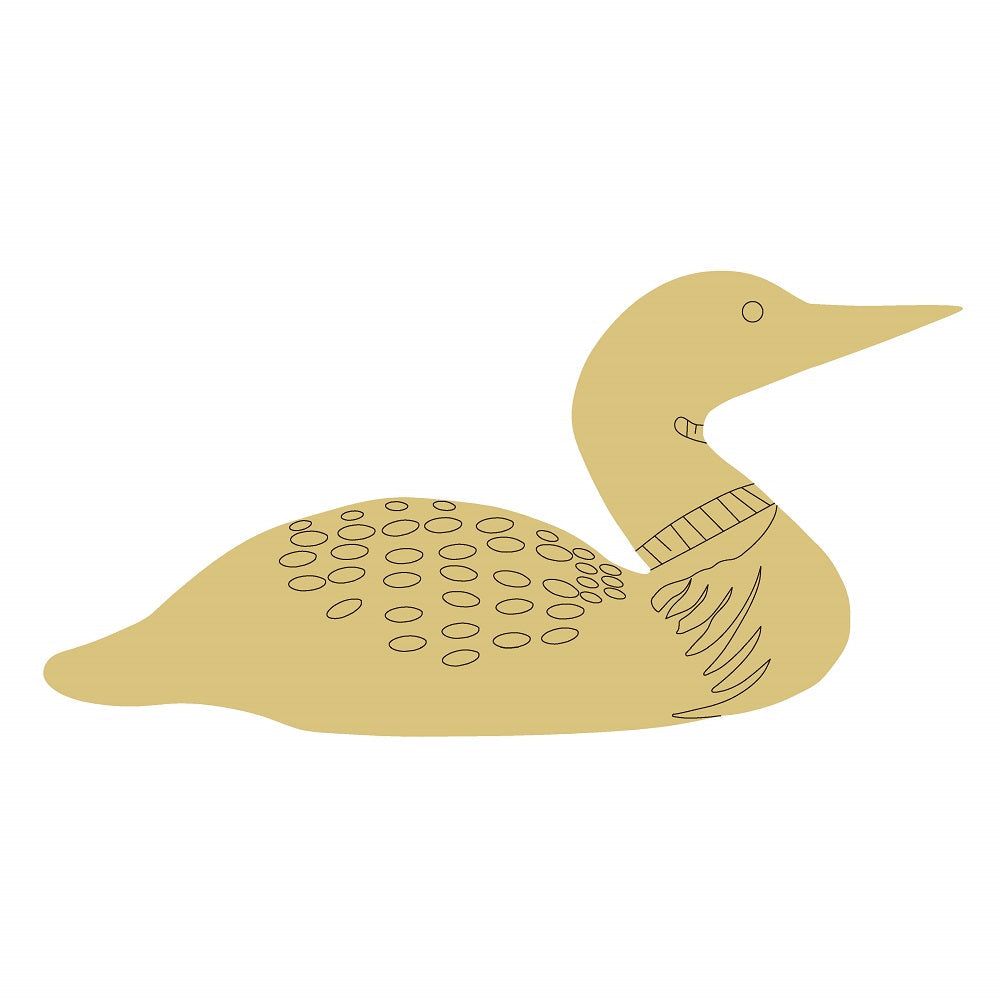 Design By Line Duck MDF Cutout Dot Feather Loon Pattern - Unfinished For DIY