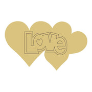 Design By Line Two Hearts MDF Cutout Love Word Art - Unfinished For DIY