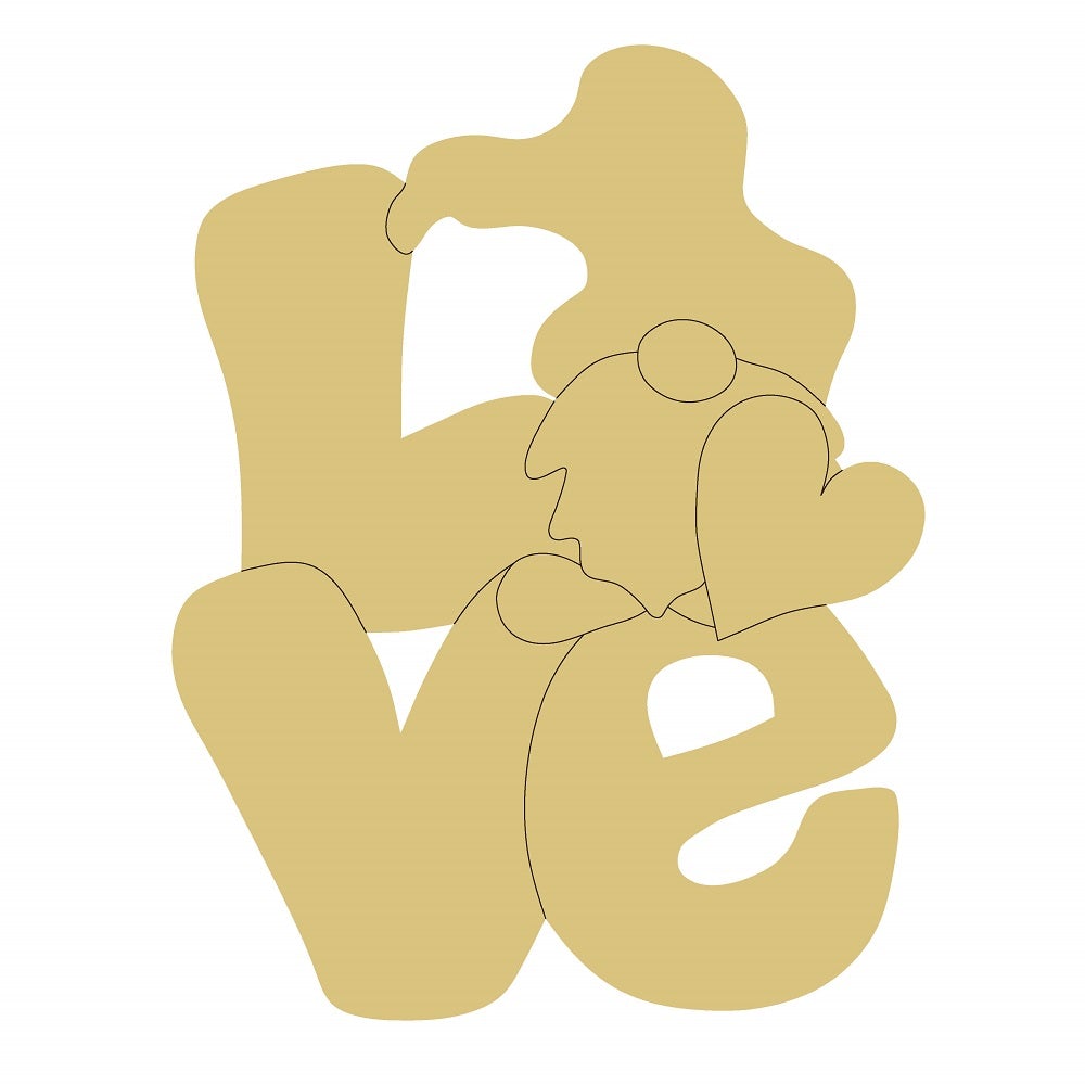 Design By Line Love MDF Cutout With Gnome - Unfinished For DIY