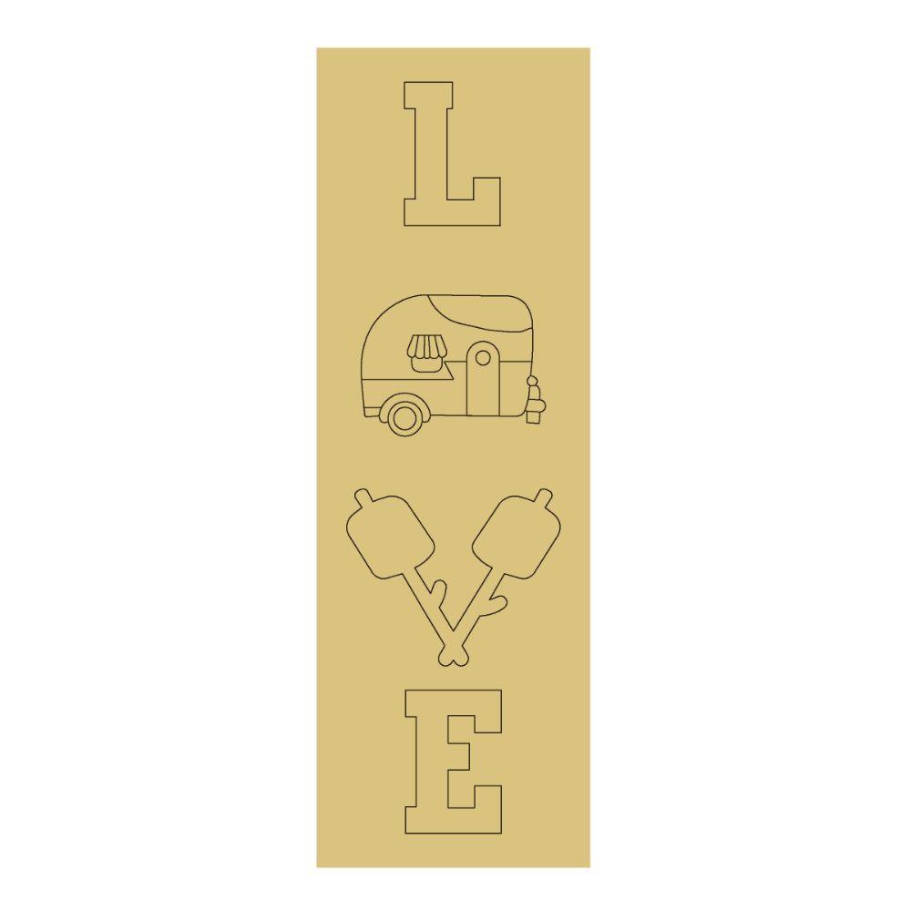 Design By Line Rectangle MDF Cutout Love Camper With Marshmallows - Unfinished For DIY