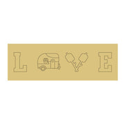 Design By Line Rectangle MDF Cutout Love Sign With Camper And Crossed Marshmallows - Unfinished For DIY