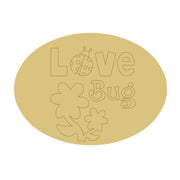 Design By Line Oval MDF Cutout Love Bug With Flowers - Unfinished For DIY