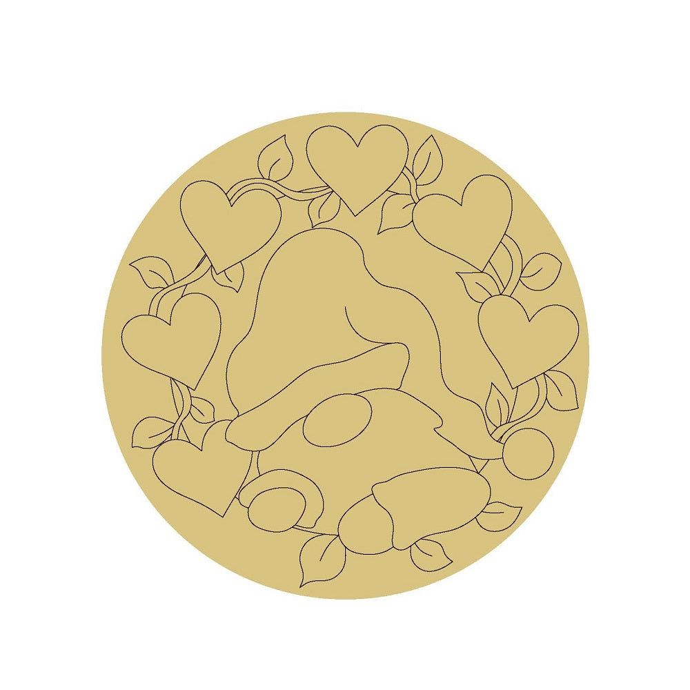 Design By Line Round MDF Cutout Love Gnome With Hearts - Unfinished For DIY