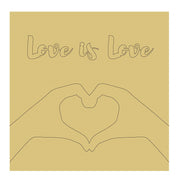 Design By Line Rectangle MDF Cutout Love Theme Heart Hands Silhouette - Unfinished For DIY