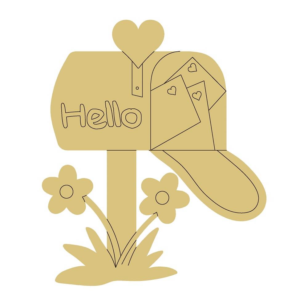 Design By Line Mailbox MDF Cutout Hello And Heart Cards - Unfinished For DIY