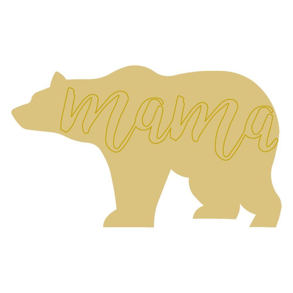 Design By Line Bear MDF Cutout Mama Script Across Bear Silhouette - Unfinished For DIY