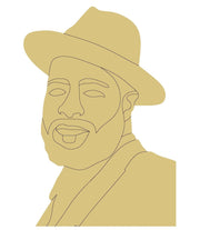 Design By Line Silhouette MDF Cutout Bearded Gentleman With Fedora Hat - Unfinished For DIY