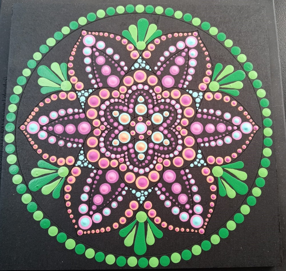 Design By Line Square MDF Cutout Mandala Floral Circle - Unfinished For DIY