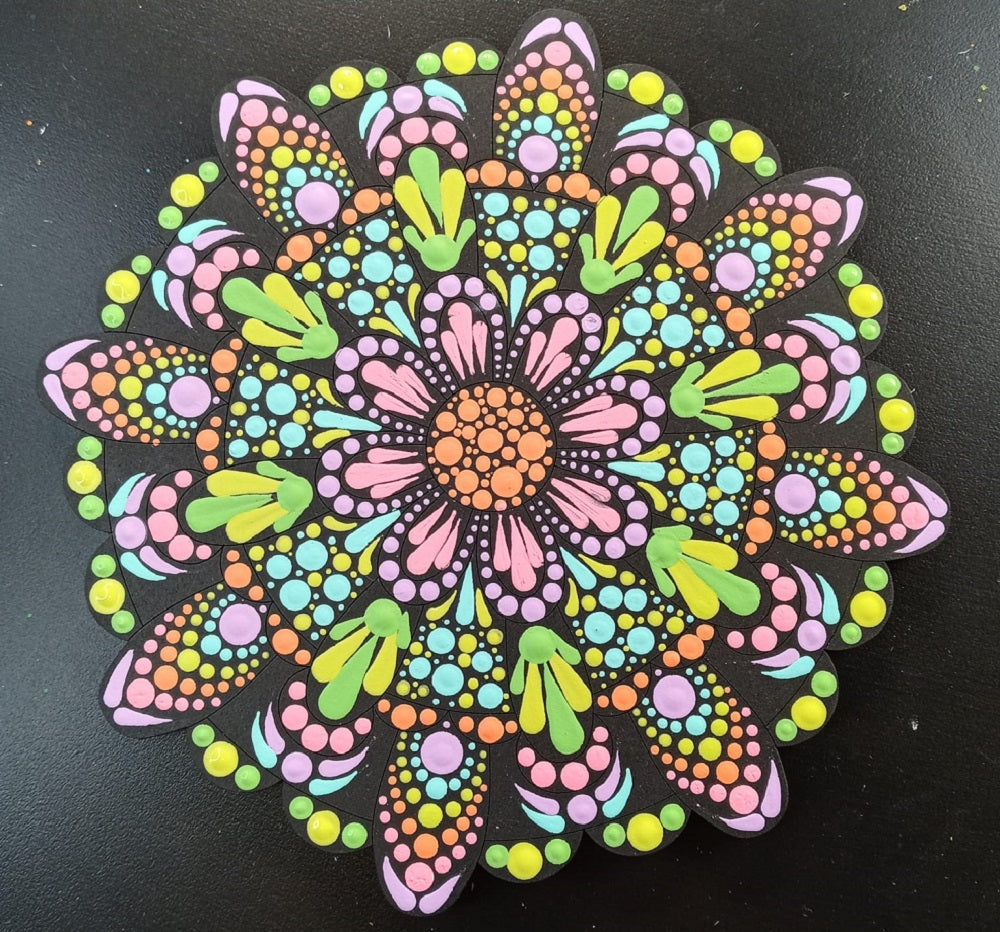 Design By Line Round MDF Cutout Intricate Floral Mandala Pattern - Unfinished For DIY
