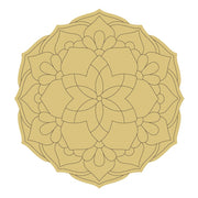 Design By Line Round MDF Cutout Floral Mandala Pattern - Unfinished For DIY
