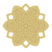 Design By Line mandala / floral rosette MDF Cutout 8-point starburst Mandala Pattern - Unfinished For DIY
