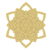 Design By Line Mandala MDF Cutout 6 point Floral Design - Unfinished For DIY