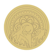 Design By Line Round MDF Cutout Mandala Forest Scene With Sun And Waterfall - Unfinished For DIY