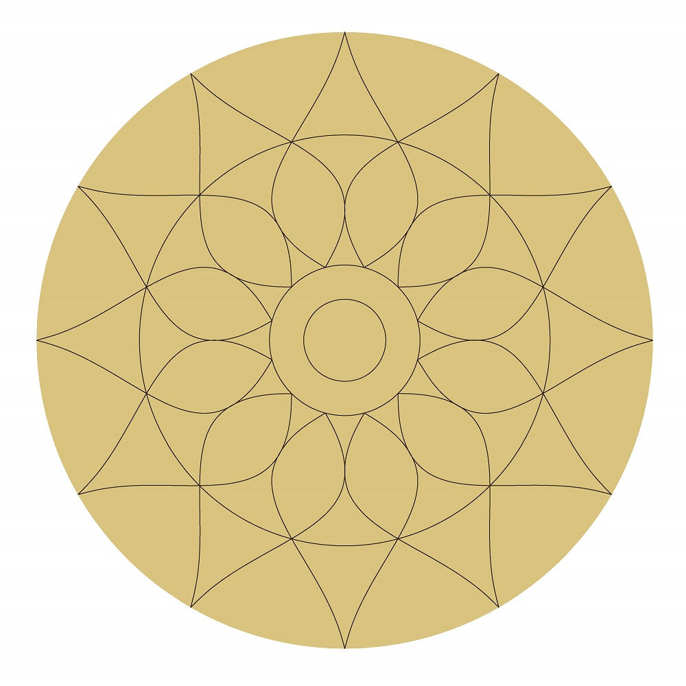 Design By Line Round MDF Cutout Mandala Pattern Style 18 - Unfinished For DIY