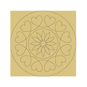 Design By Line Square MDF Cutout Heart Mandala With Star Center - Unfinished For DIY