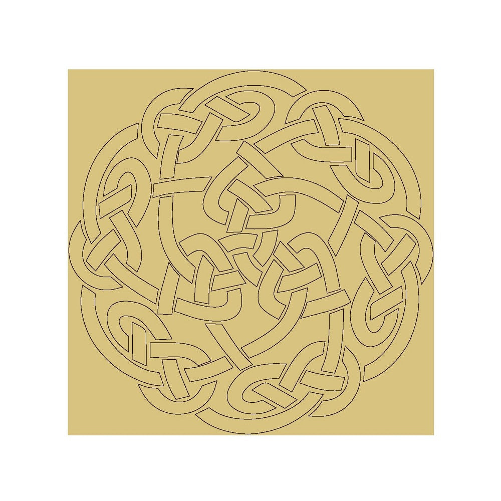 Design By Line Square MDF Cutout Intricate Interwoven Circular Mandala - Unfinished For DIY