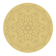 Design By Line Round MDF Cutout Mandala Pattern Style 3 - Unfinished For DIY