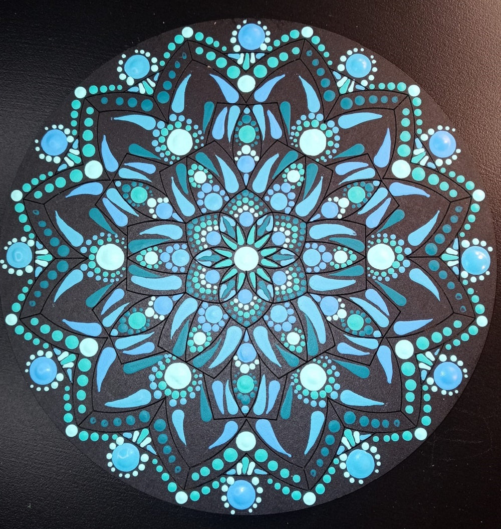 Design By Line Round MDF Cutout Mandala Pattern Style 3 - Unfinished For DIY