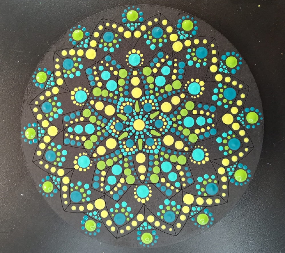 Design By Line Round MDF Cutout Mandala Pattern Style 3 - Unfinished For DIY