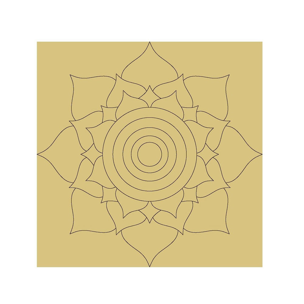 Design By Line Square MDF Cutout Mandala Floral Pattern - Unfinished For DIY