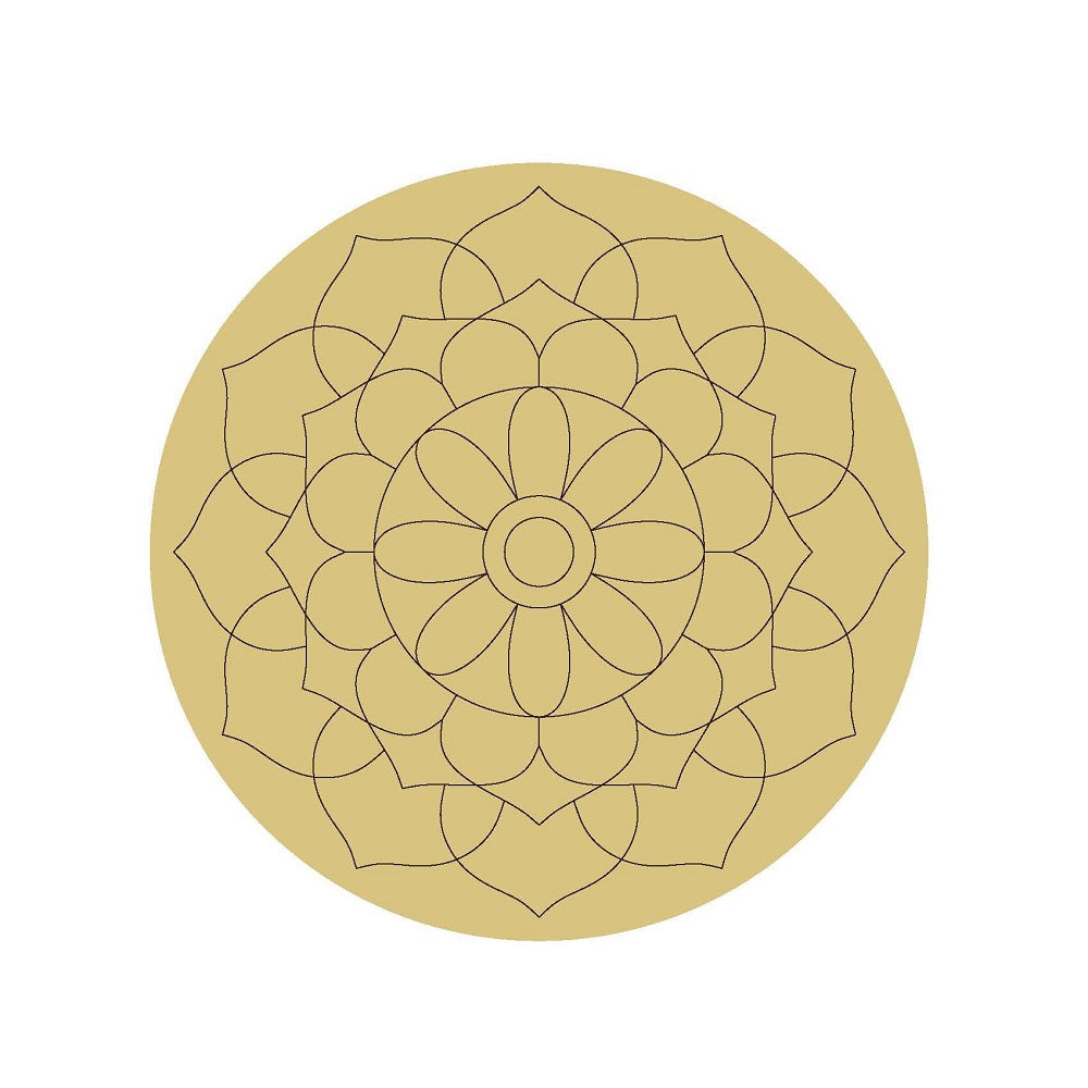 Design By Line Round MDF Cutout Mandala Geometric Pattern - Unfinished For DIY
