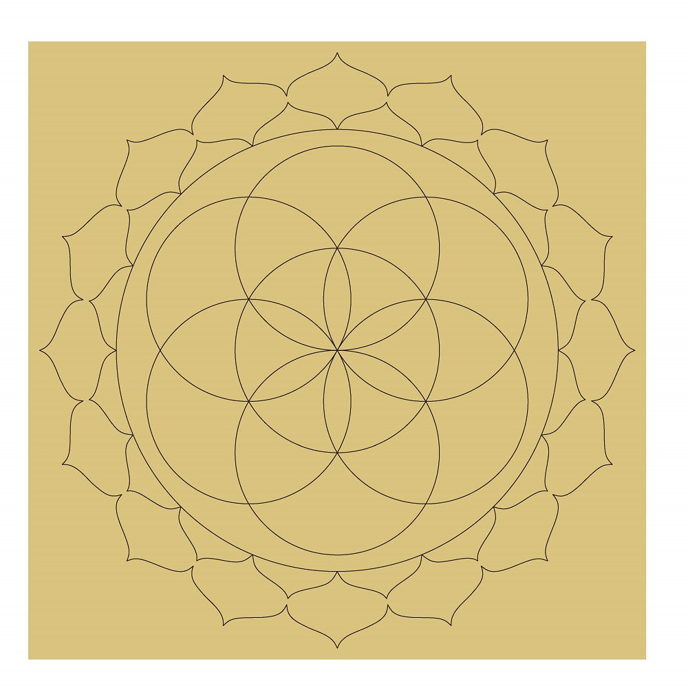 Design By Line Round MDF Cutout Mandala Flower Of Life Geometric Pattern - Unfinished For DIY