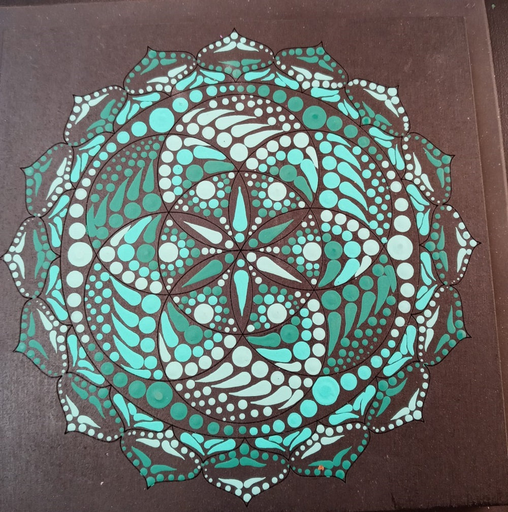 Design By Line Round MDF Cutout Mandala Flower Of Life Geometric Pattern - Unfinished For DIY