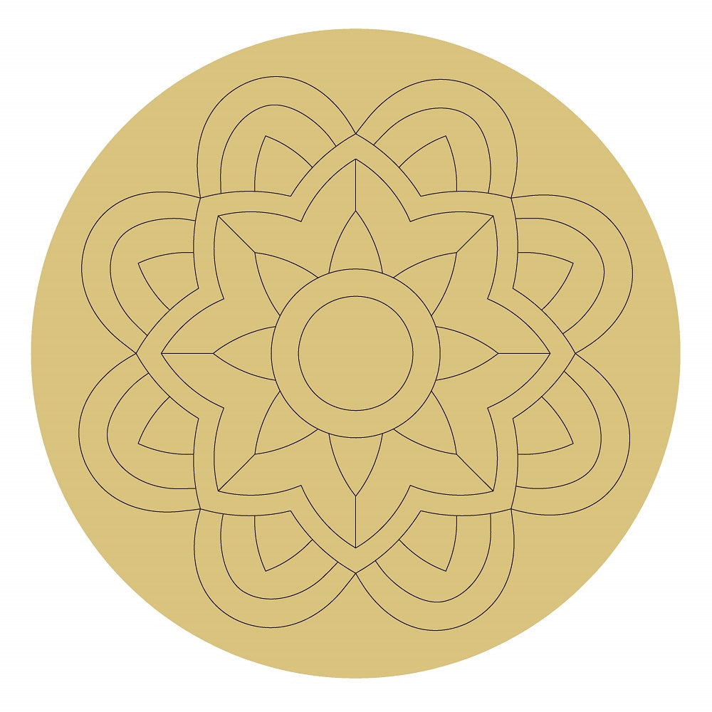 Design By Line Round MDF Cutout Mandala Pattern Style 6 - Unfinished For DIY