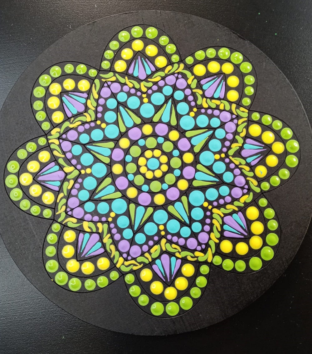 Design By Line Round MDF Cutout Mandala Pattern Style 6 - Unfinished For DIY