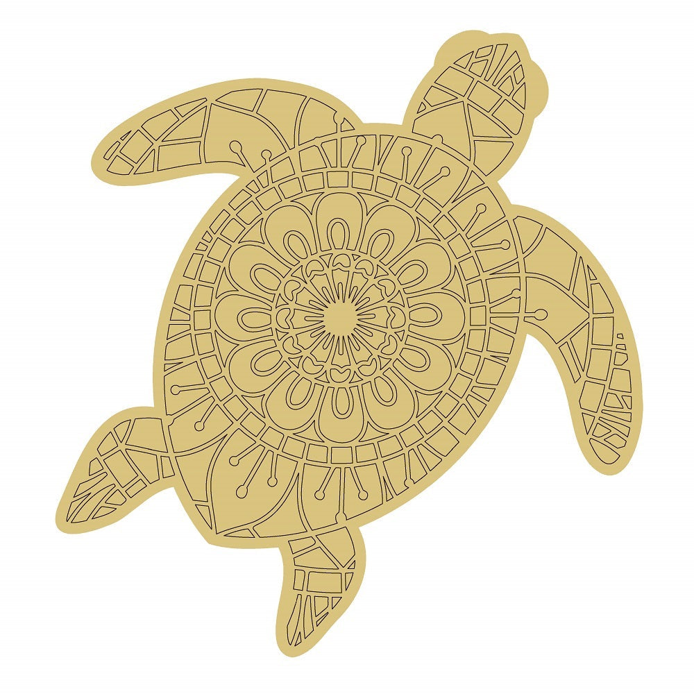 Design By Line Turtle MDF Cutout Mandala Pattern - Unfinished For DIY