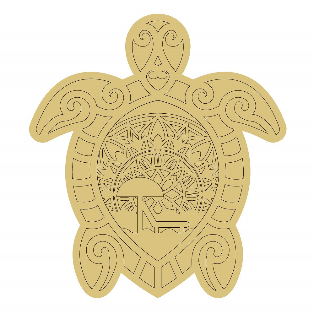 Design By Line Turtle MDF Cutout Intricate Mandala Pattern - Unfinished For DIY