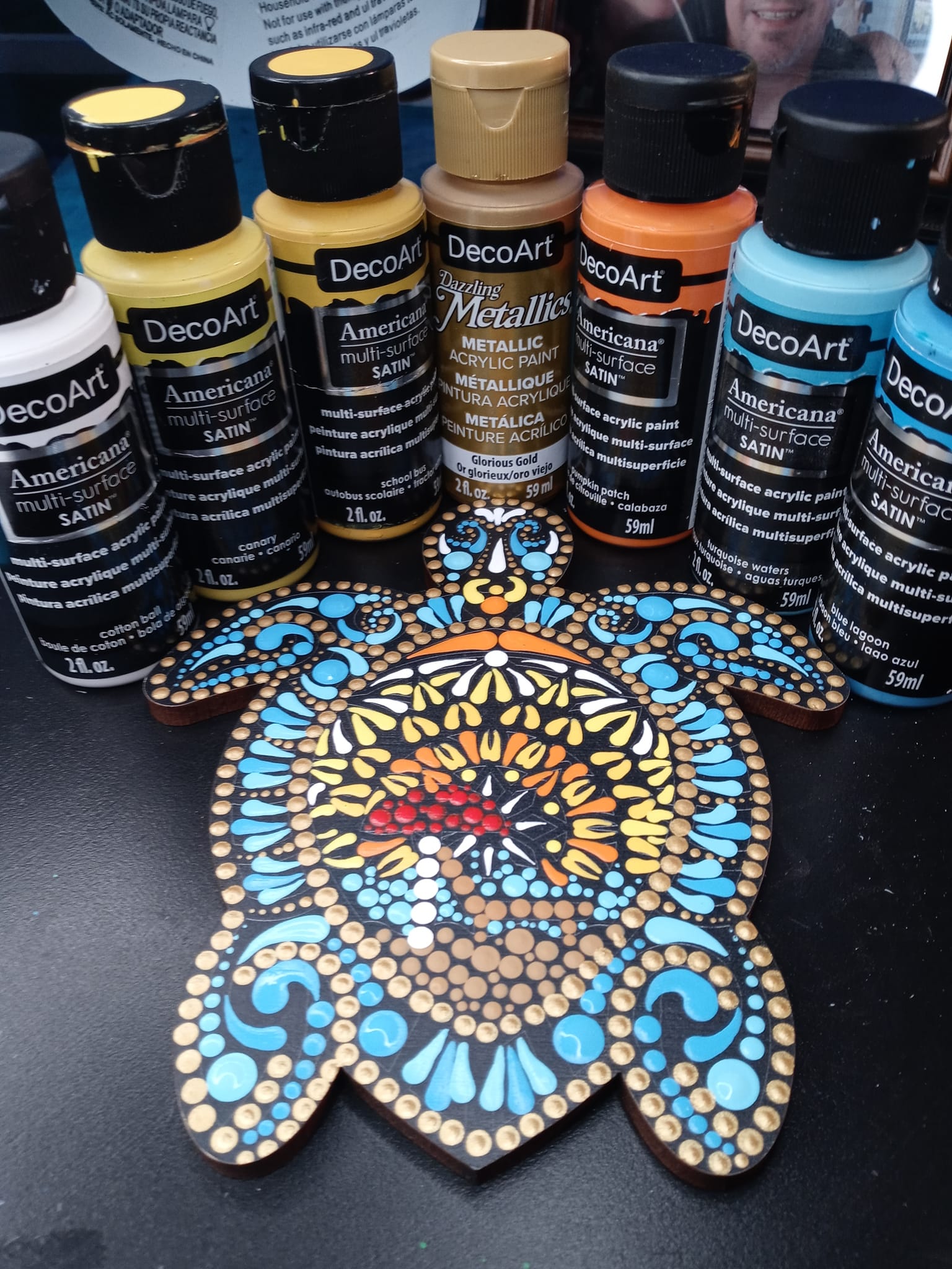 Design By Line Turtle MDF Cutout Intricate Mandala Pattern - Unfinished For DIY