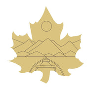 Design By Line Maple Leaf MDF Cutout Canoe On Lake With Mountain Range - Unfinished For DIY