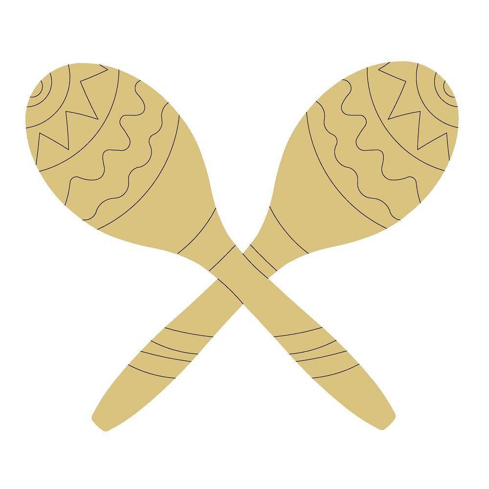 Design By Line Crossed Maracas MDF Cutout Line Etched Pattern - Unfinished For DIY