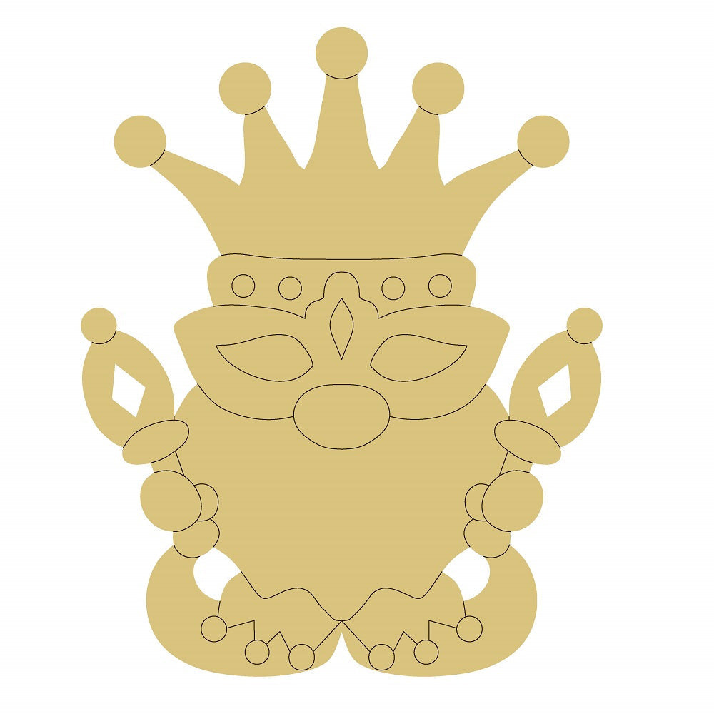 Design By Line Crowned Mask MDF Cutout Mardi Gras King - Unfinished For DIY