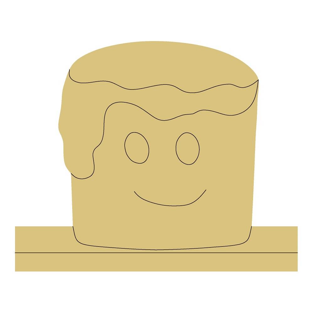 Design By Line Marshmallow On Graham Cracker MDF Cutout Cute Face On Base - Unfinished For DIY