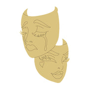Design By Line Mask MDF Cutout Dual Face Line Art - Unfinished For DIY